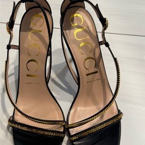 Gucci Black and Gold Women's Sandals size 38 1/2